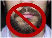 A beard or stubble interferes with the seal of a mask