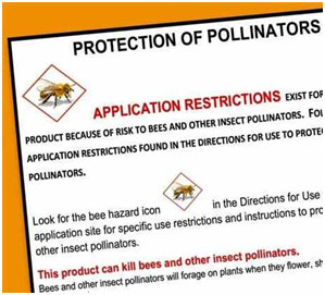 Pollinator protective warning label