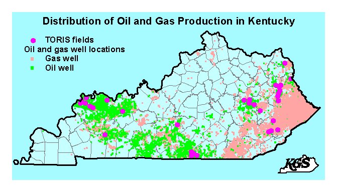 Distribution of oil and gas wells