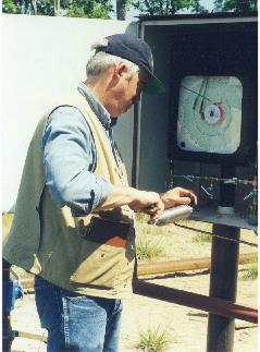 USGS geologist sampling a well