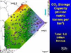 Estimated CO<sub>2</sub> Storage capacity in eastern Kentucky
