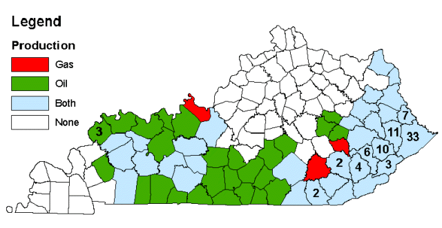 Oil and gas producing counties of Kentucky