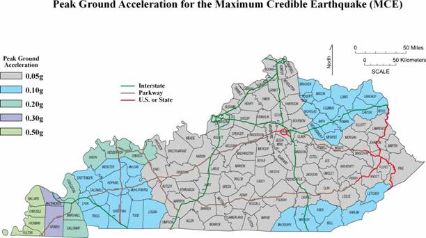 Peak Ground Acceleration for the Maximum Credible Earthquake(MCE)