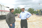 State Rep. Rocky Adkins talk to Paul Heard of ConocoPhillips at the end of the tour.