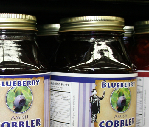 Jars of blueberry cobbler