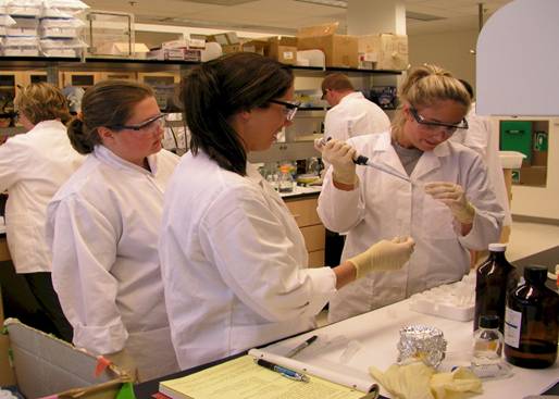 students working in a teaching lab