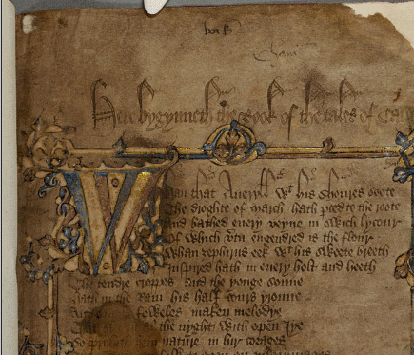 An example of Middle English text can be seen in the start of Chaucer's 