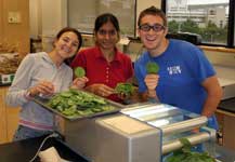 photo of team in lab using leaf area meter