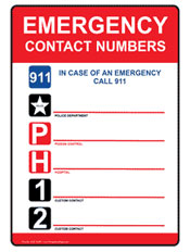 Sample emergency contact list