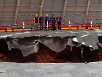 Jason Polk, a WKU geologist, talks to the KGS staff about the incident.