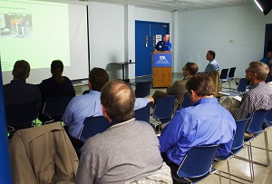 Glynn Beck, who works for the Water Resources Section at the KGS Henderson office, told the seminar about groundwater analysis he has done in western Kentucky.