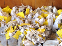 Small bags of cuttings taken from the well.