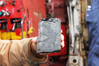 A piece of the Nolichucky core, just pulled from the Carter County well.