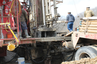 The rig floor early during the drilling phase.