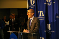 UK President Dr Eli Capilouto speaks at the news conference.