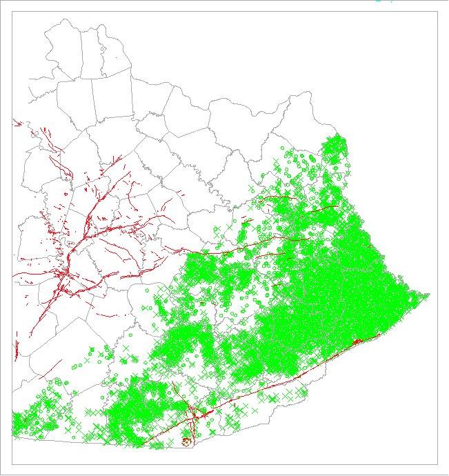 Locations of wells included in the project