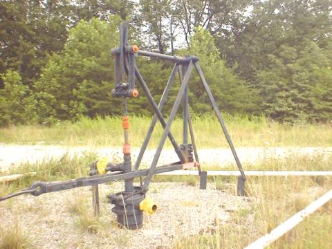 An antique pump jack