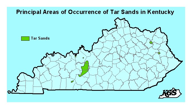 Map of tar sand resources in Kentucky