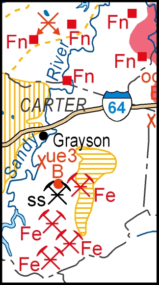 Location of iron mines in northeastern, KY
