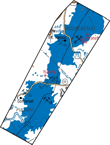 Locations of limestone quarries and abandoned dimension stone quarries in south-central Kentucky.