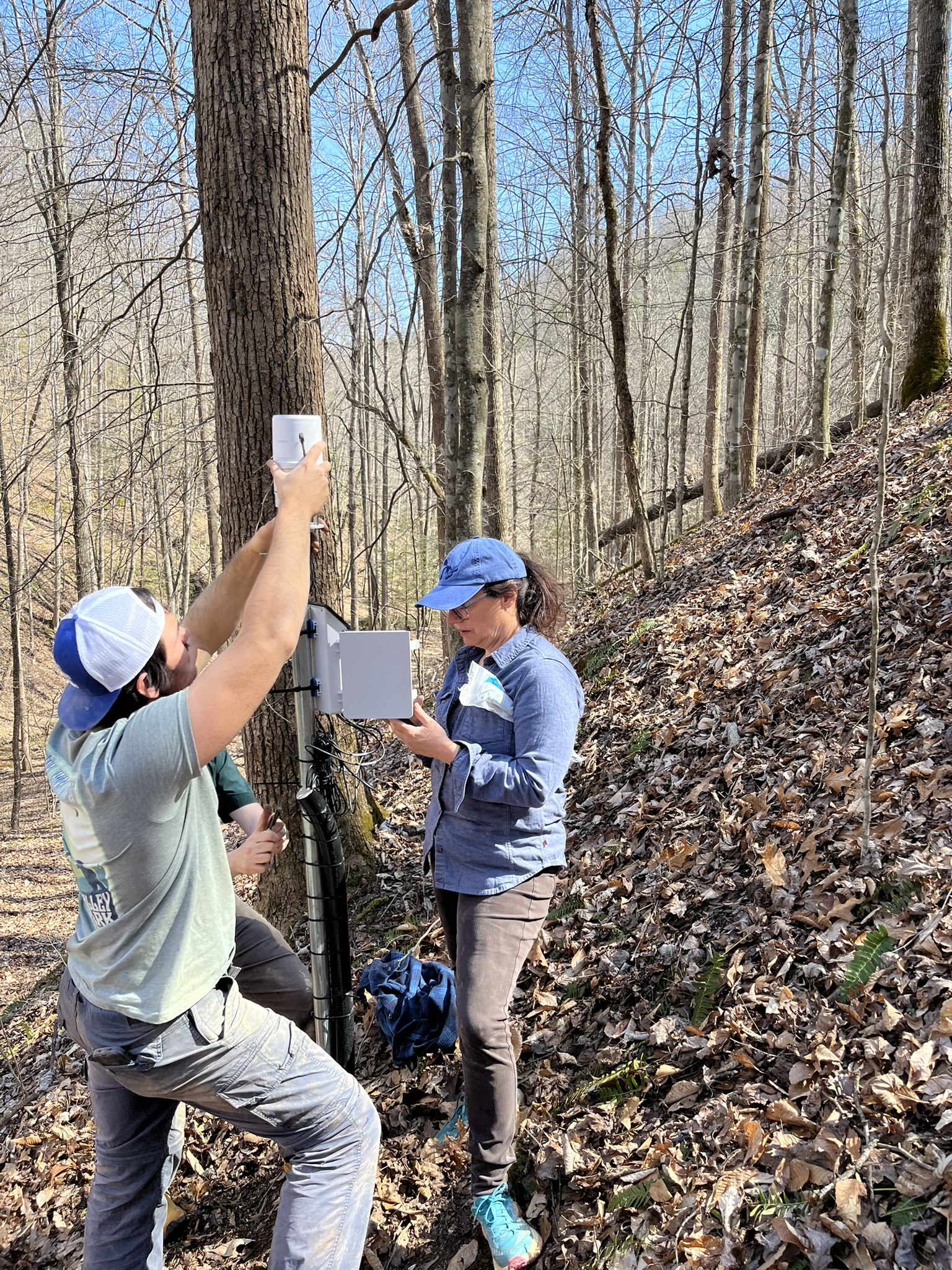 KGS Landslides and Engineering Geology Team establishing a slope hydrologic monitoring site