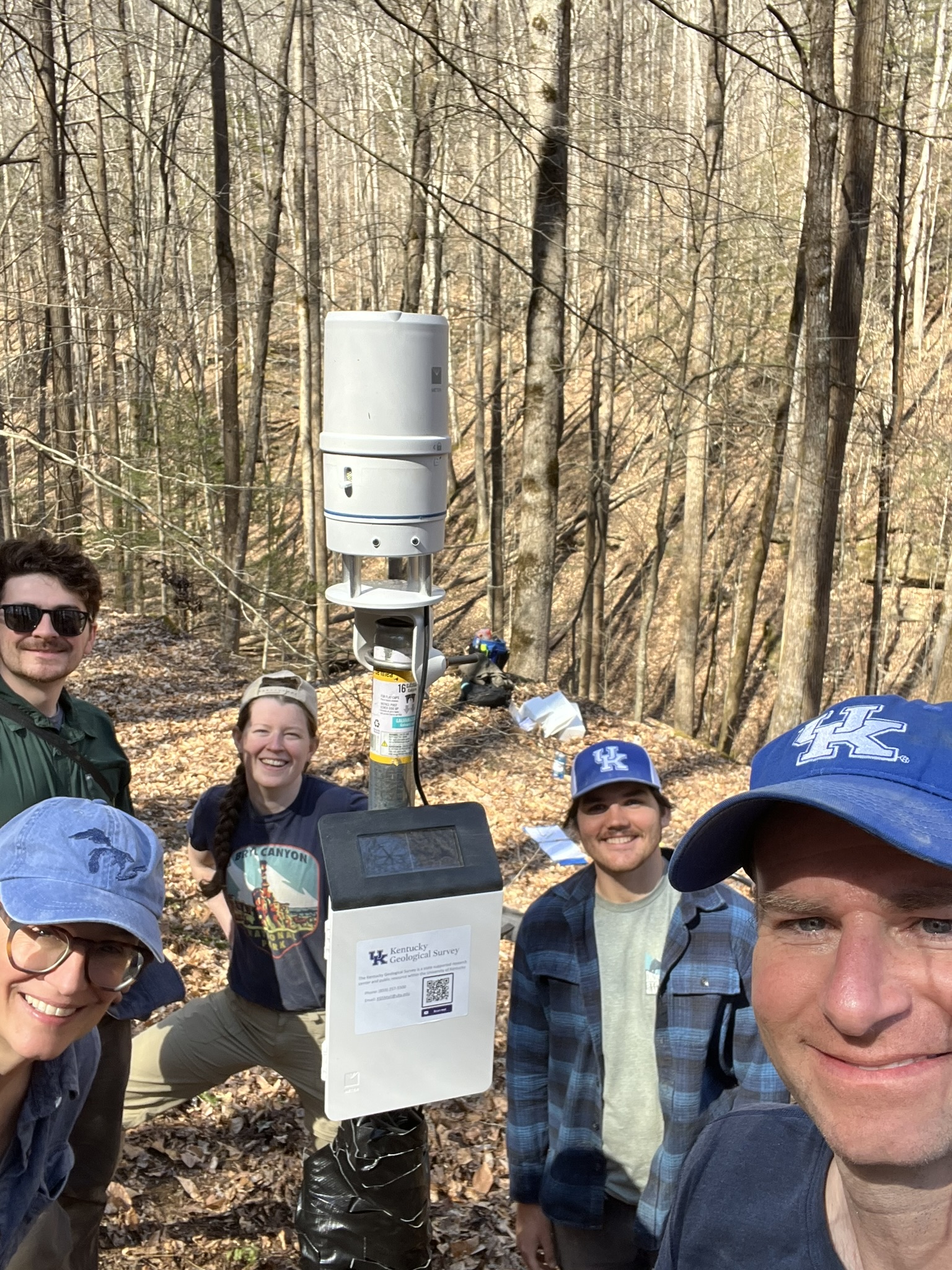 The KGS Landslides and Engineering Geology Team establishing a slope hydrologic monitoring site, part of the EPSCoR CLIMBS project's hydrologic monitoring network.
