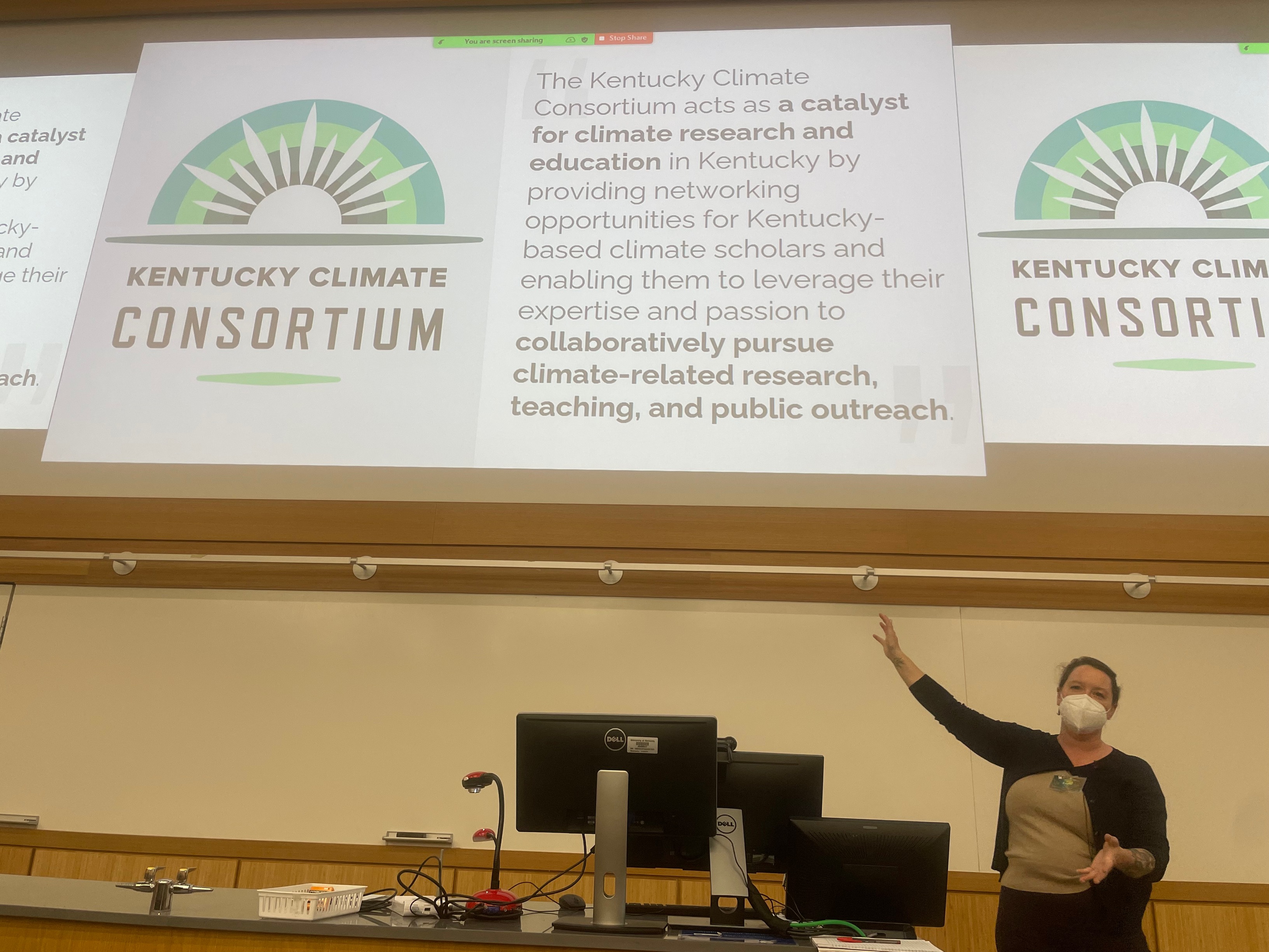 Dr. Lauren Cagle presents on the Kentucky Climate Consortium. KGS staff photo.