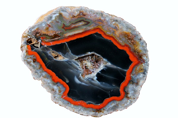 Kentucky agate, Estill County: This specimen is part of the KGS mineral collection and on display in the foyer of the Mining and Mineral Resources Building on the UK campus.