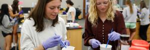 students in a compounding lab