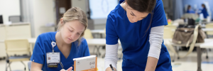 Two nursing students at clinic.