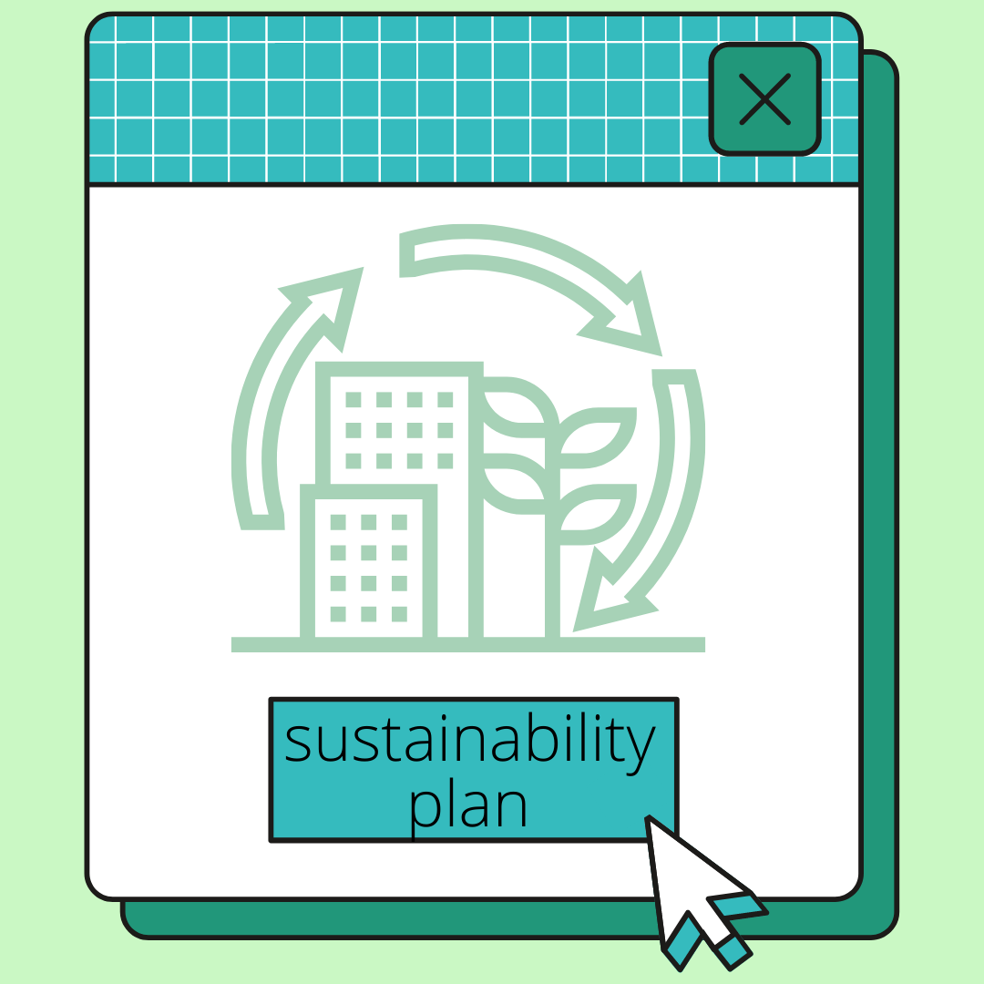 an icon of city buildings it says sustainability plan