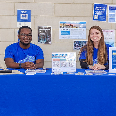 University of Kentucky students tabling to educate about the waste reduction efforts on campus on America Recycles Day.