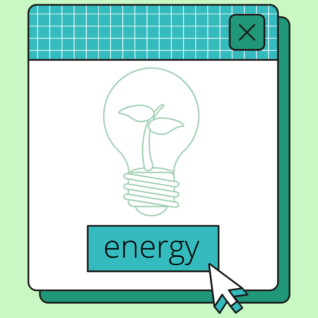 a lightbulb with a plant growing it says energy