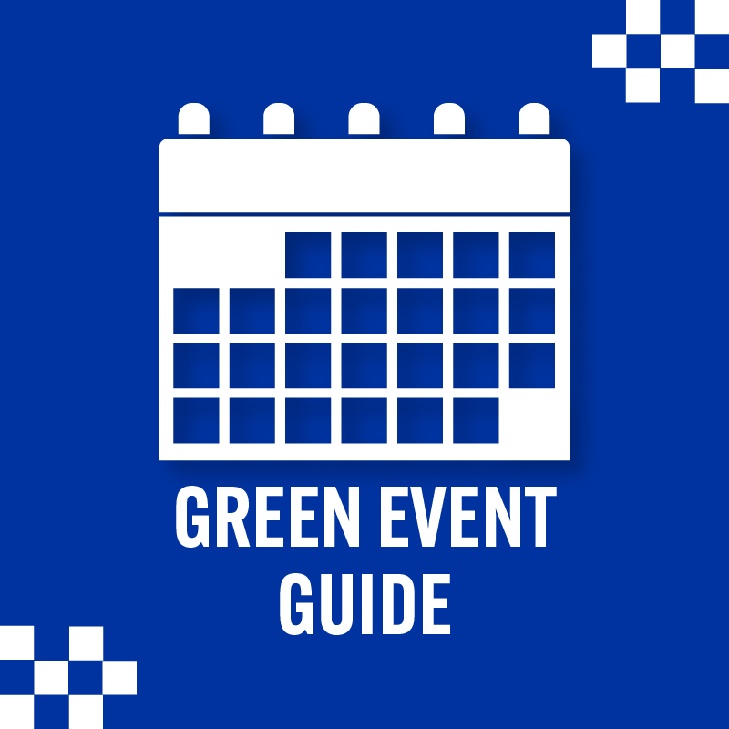 an icon with a calendar symbol on it, it reads, "Green Event Guide."