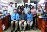 UK's Bruce Downie (first row, far left) and Lynnette Dirk (first row, far right)  with primary author Manoj Majee in his lab in New Delhi 