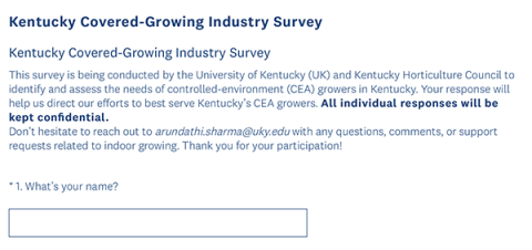 Beginning of grower survey