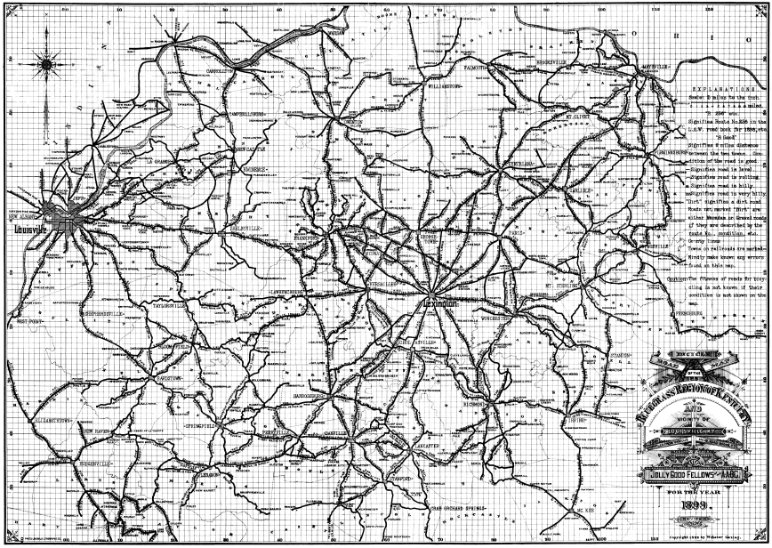 Bicycle Road Map of the Bluegrass Region