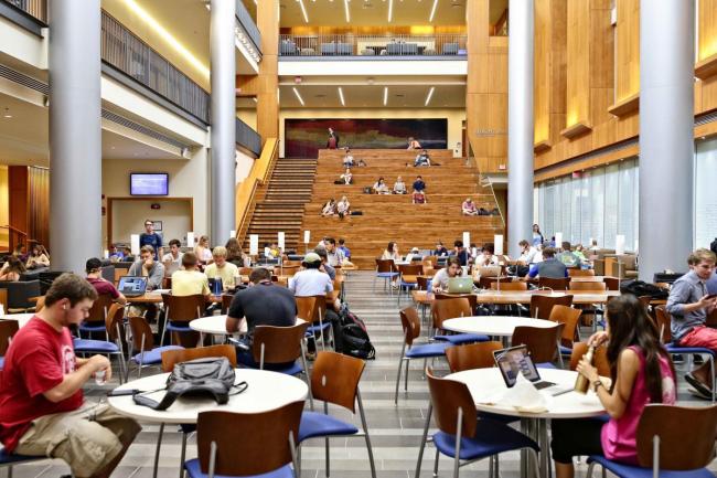 students sitting in the Gatton Business and Economics Building