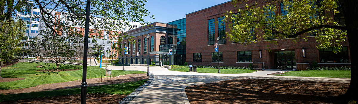 Photo of Student Center in the spring.