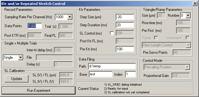 Screen-shot of SL_SREC window
