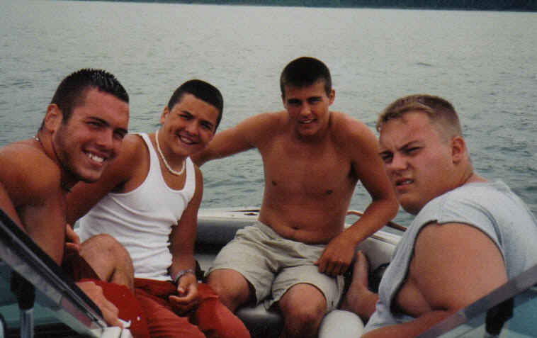 Boating with my brother Mason, Stephen Banks, Matt and Logan Lee